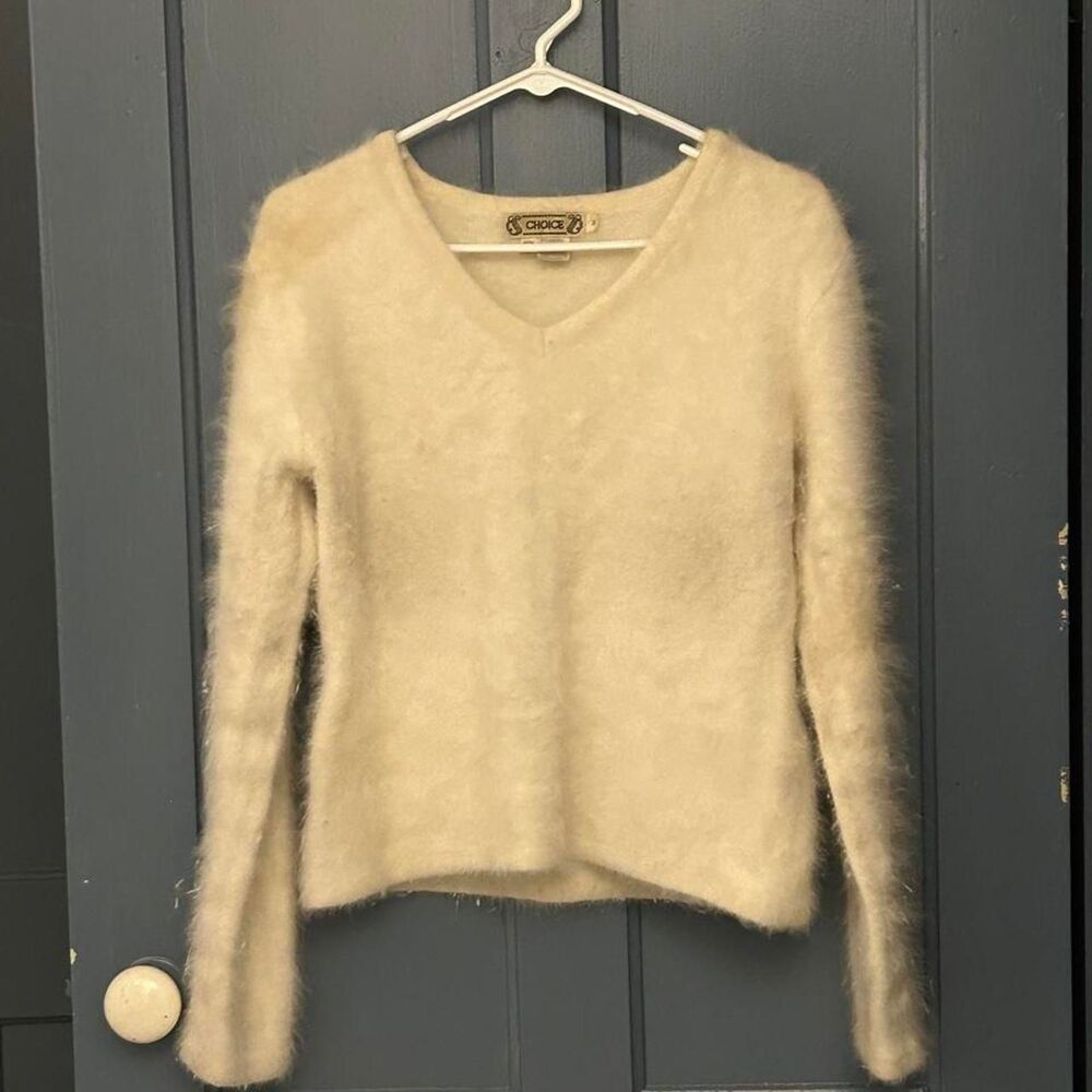 Women's Tan and White Jumper